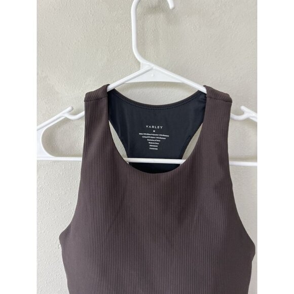 Varley Athletic Crop Tank Top Bra Gym Yoga Breathable M Medium Stretch Ribbed - Picture 2 of 3